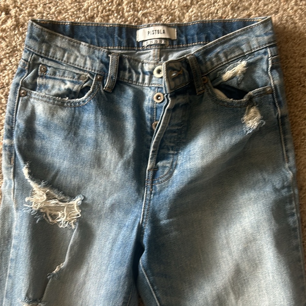 Pistola distressed blue denim jeans